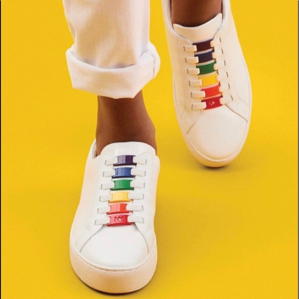MICHAEL KORS CAMERON LEATHER SNEAKERS WHITE Sz:6.5